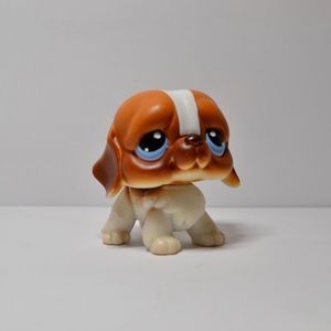 Littlest Pet Shop Authentic # 76 Brown Saint St Bernard Dog Blue Eyes